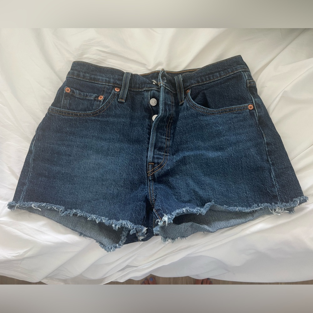 LEVIs 501 dark wash jean shorts